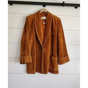 Vtg Cedars Womens Brown Suede Leather Southwest Najavo Blazer Jacket Medium